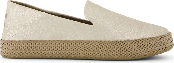 Carolina Champagne Metallic Suede Espadrille Slip On