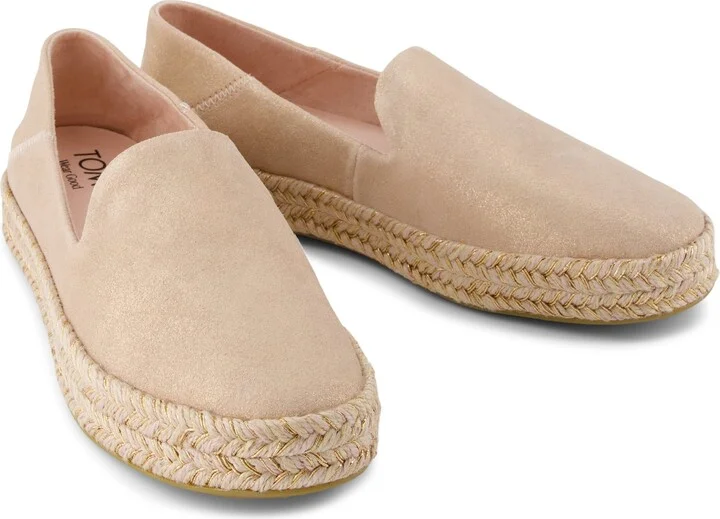 Carolina Espadrille Pale Rose Metallic Suede Slip On - Image 2