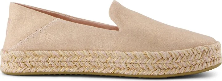 Carolina Espadrille Pale Rose Metallic Suede Slip On