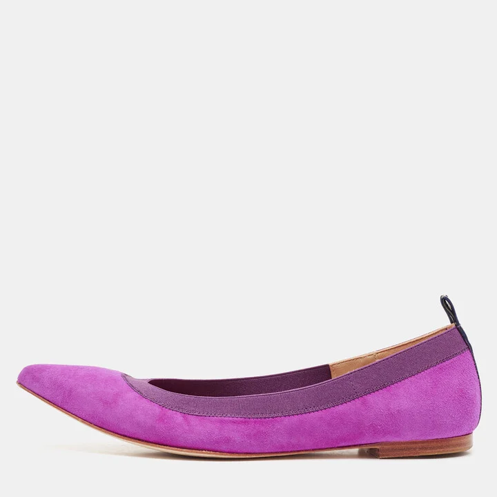 Carolina Herrera Purple Suede Pointed Toe Ballet Flats Size 37