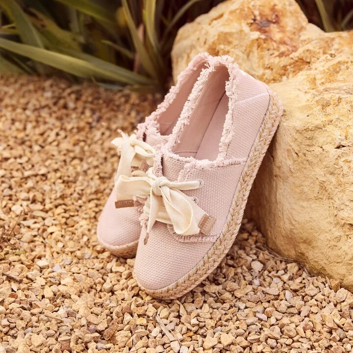 Carolina Lace-Up Espadrille Pale Rose Beachside Woven - Image 3