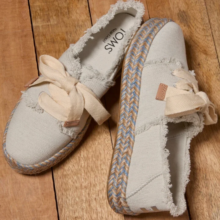 Carolina Lace-Up Espadrille White Onyx Textured Denim - Image 2