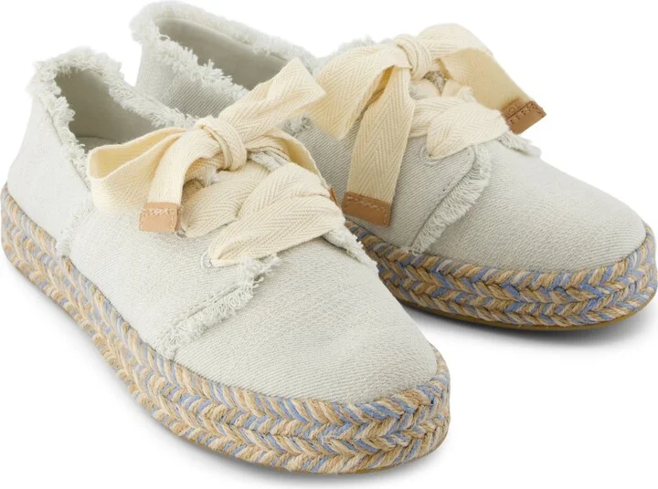 Carolina Lace-Up Espadrille White Onyx Textured Denim - Image 3