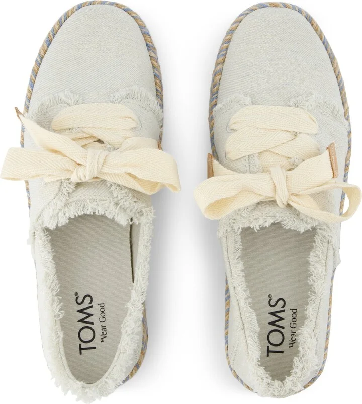 Carolina Lace-Up Espadrille White Onyx Textured Denim - Image 5