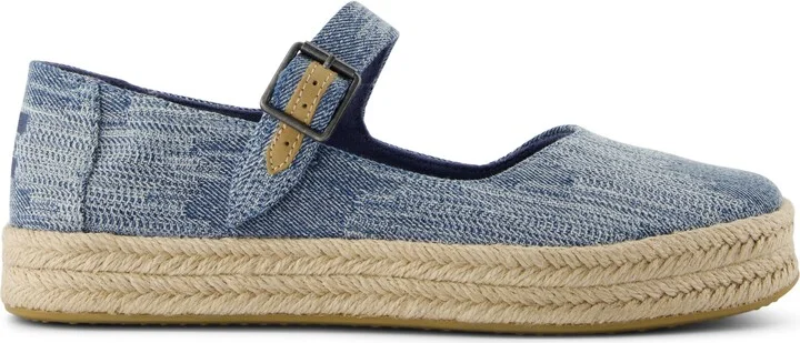 Carolina Mary Jane Espadrille Dark Sky Textured Denim - Image 2