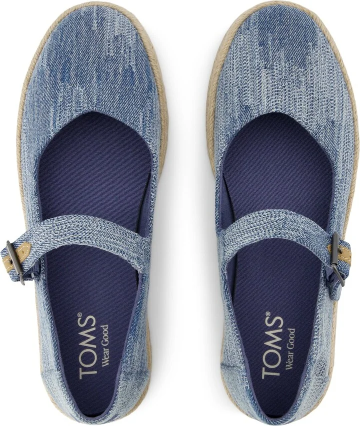 Carolina Mary Jane Espadrille Dark Sky Textured Denim - Image 5