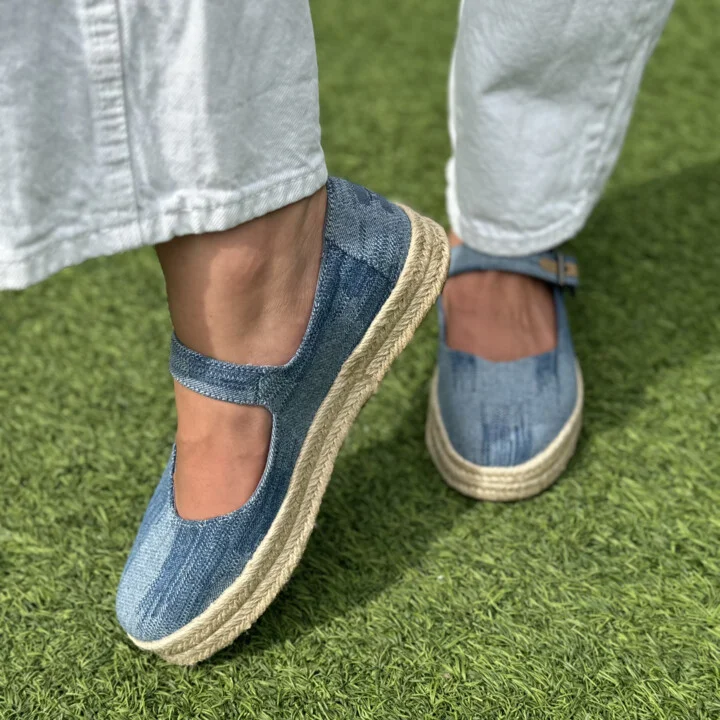 Carolina Mary Jane Espadrille Dark Sky Textured Denim