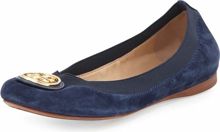 Caroline Ballet Clare Blue Suede Flats Shoes