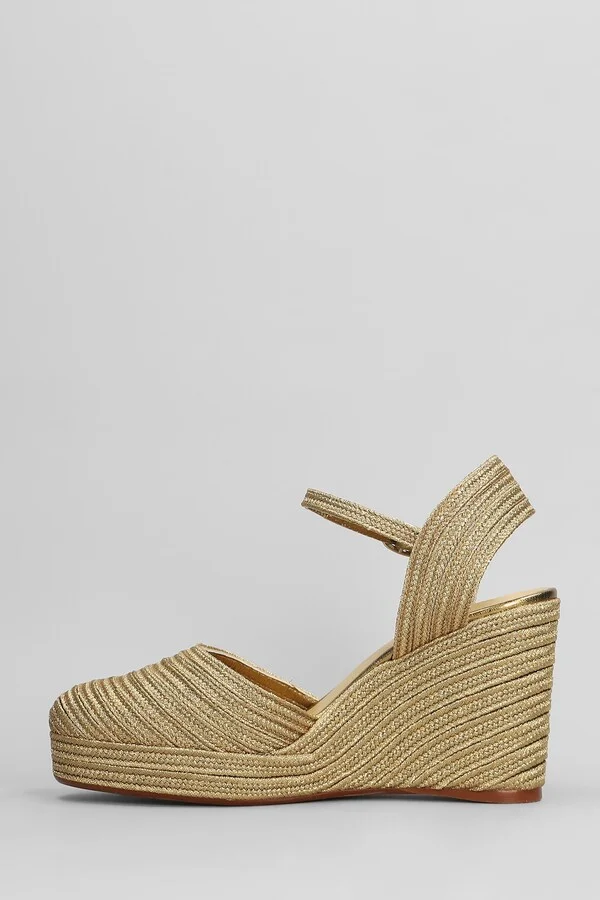 Carolyn-142 Wedges In Gold Fabric - Image 3
