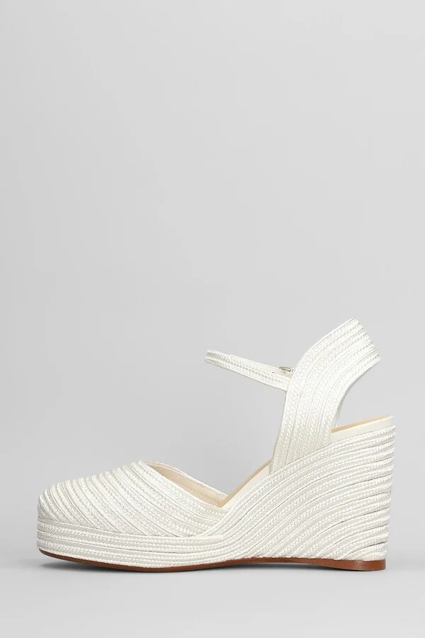 Carolyn-142 Wedges In White Fabric - Image 3