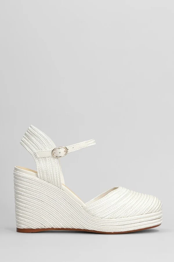 Carolyn-142 Wedges In White Fabric