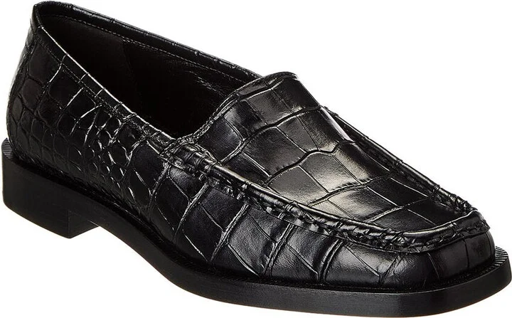 Carolyn Croc-Embossed Leather Loafer