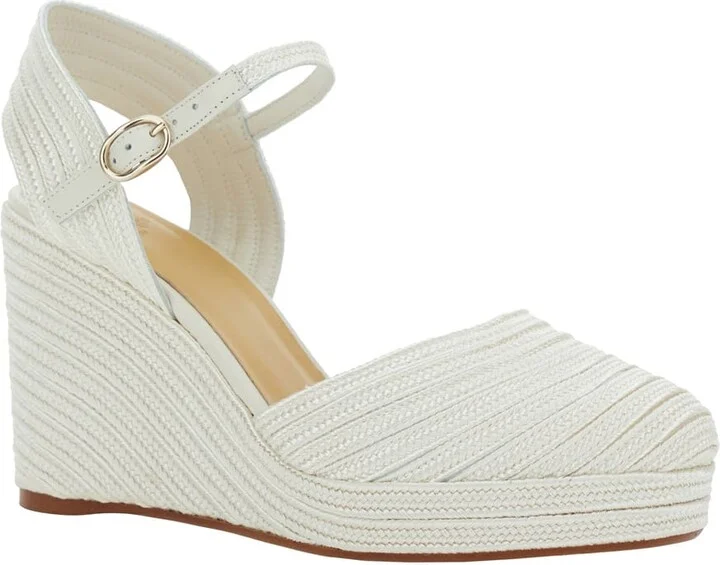 'carolyn' White Wedges With Strap In Metallic Raffia Woman - Image 2