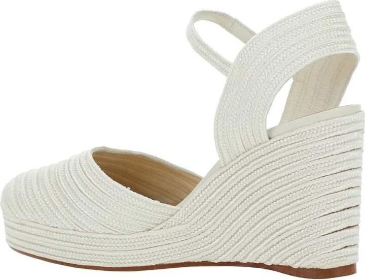 'carolyn' White Wedges With Strap In Metallic Raffia Woman - Image 3