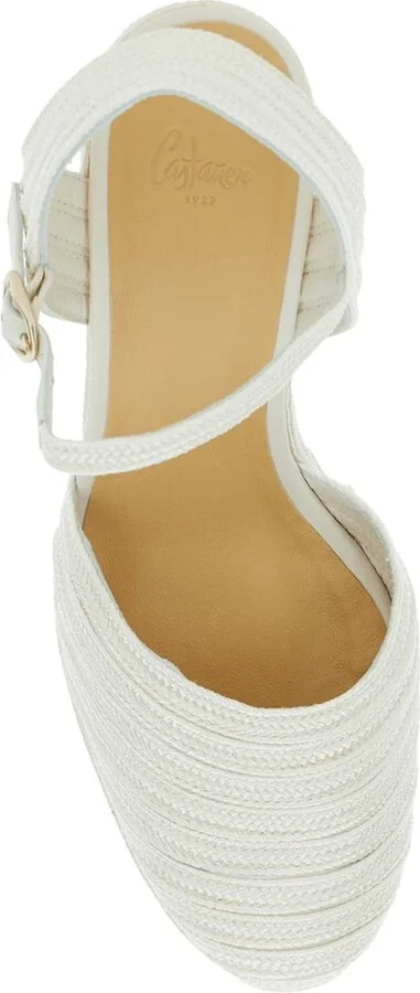 'Carolyn' White Wedges With Strap In Metallic Raffia Woman - Image 4