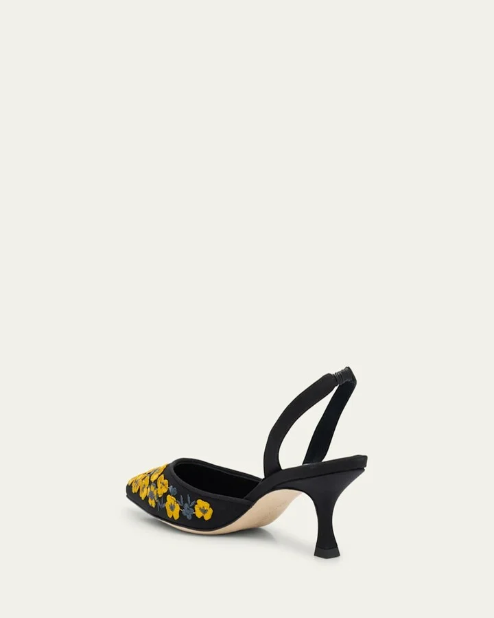 Carolyne Embroidered Satin Slingback Pumps - Image 5