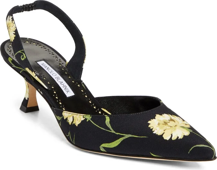 Carolyne Floral Pointed Toe Slingback Pump