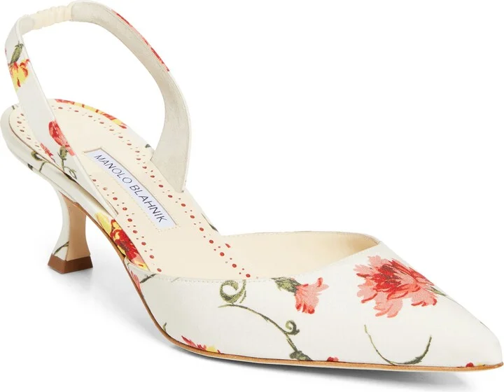 Carolyne Floral Pointed Toe Slingback Pump