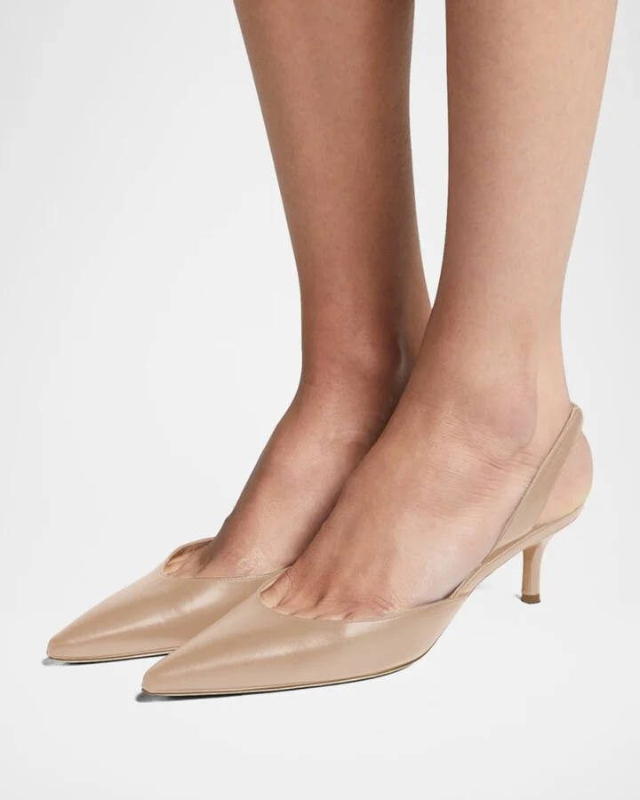 Carolyne Leather Low-Heel Slingback Pump - Image 4