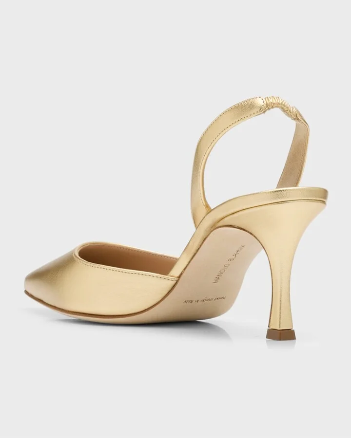 Carolyne Metallic Leather Mid-Heel Slingback Pumps - Image 2