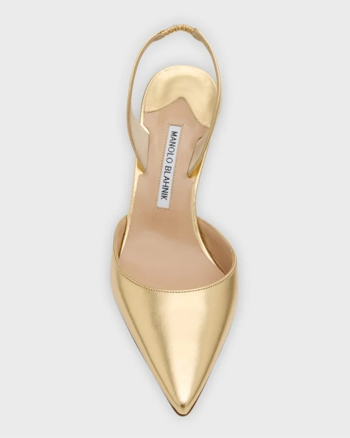 Carolyne Metallic Leather Mid-Heel Slingback Pumps - Image 4