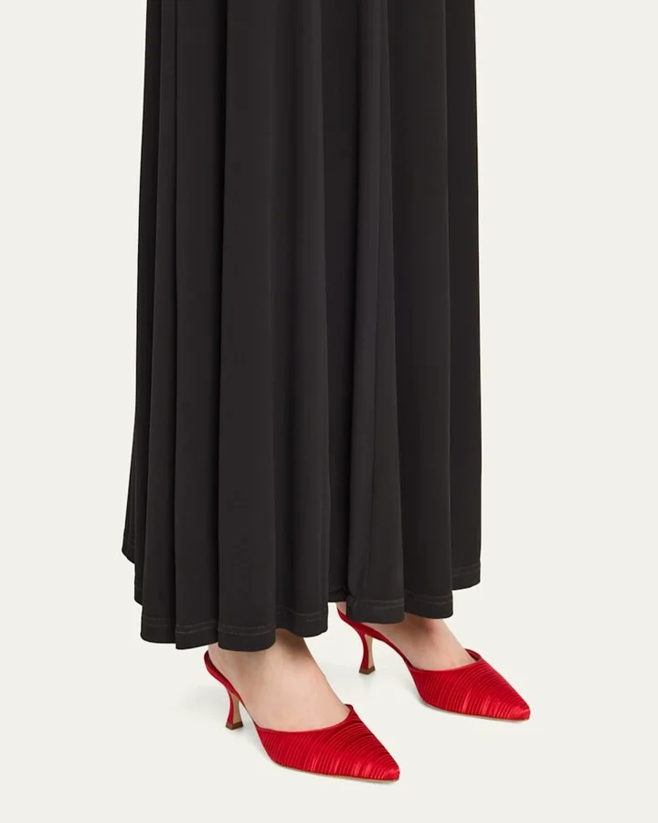 Carolyne Pleated Satin Mule Pumps - Image 3