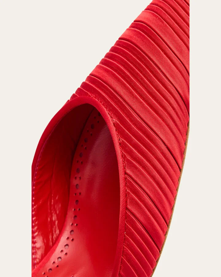 Carolyne Pleated Satin Mule Pumps - Image 4
