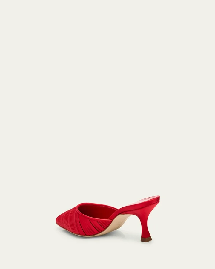 Carolyne Pleated Satin Mule Pumps - Image 5