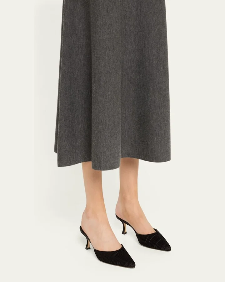 Carolyne Pleated Satin Mule Pumps - Image 6