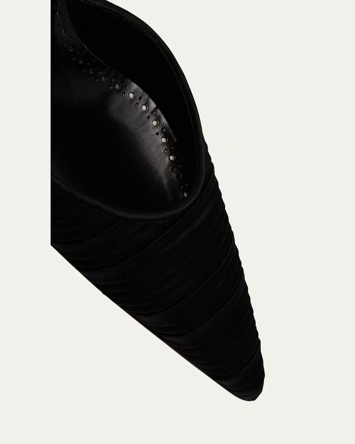 Carolyne Pleated Satin Mule Pumps - Image 8