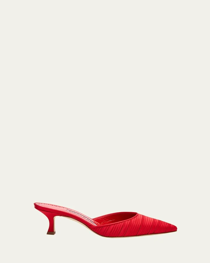Carolyne Pleated Satin Mule Pumps
