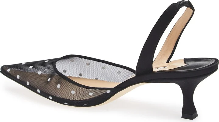 Carolyne Polka Dot Pointed Toe Slingback Pump - Image 2