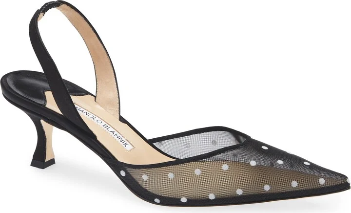 Carolyne Polka Dot Pointed Toe Slingback Pump