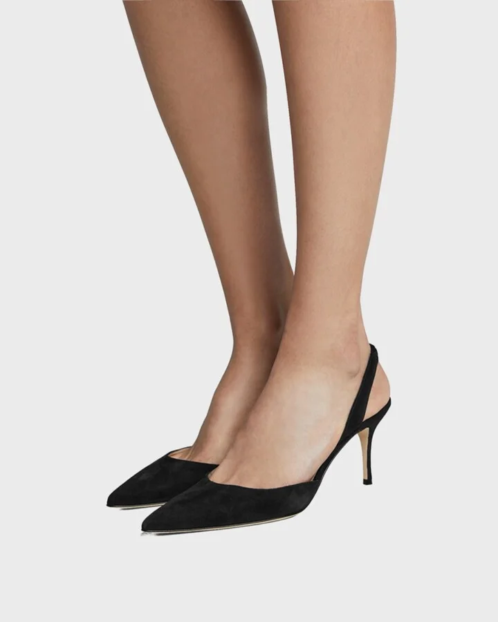 Carolyne Suede Mid-Heel Slingback Pump - Image 7