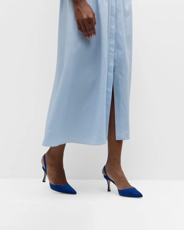 Carolyne Suede Mid-Heel Slingback Pump - Image 9