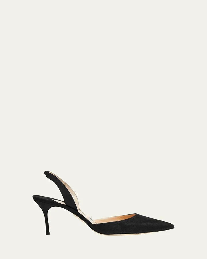 Carolyne Suede Mid-Heel Slingback Pump