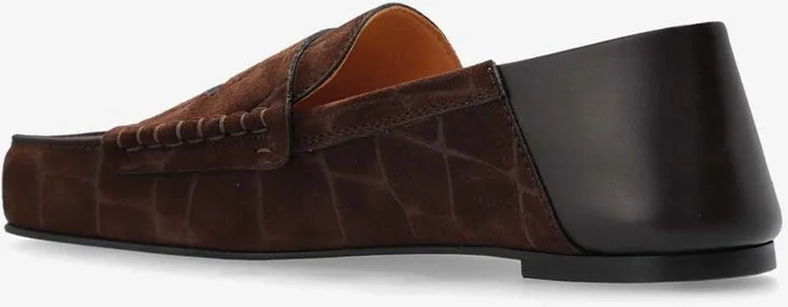 Carré Croc-Embossed Suede Loafers - Image 2