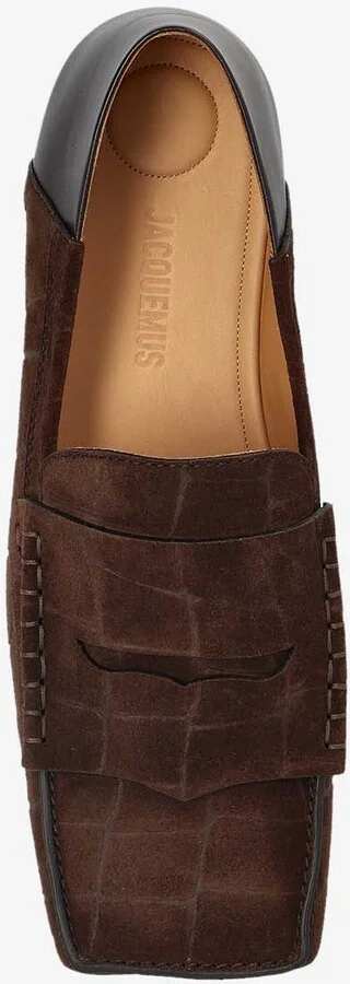 Carré Croc-Embossed Suede Loafers - Image 3