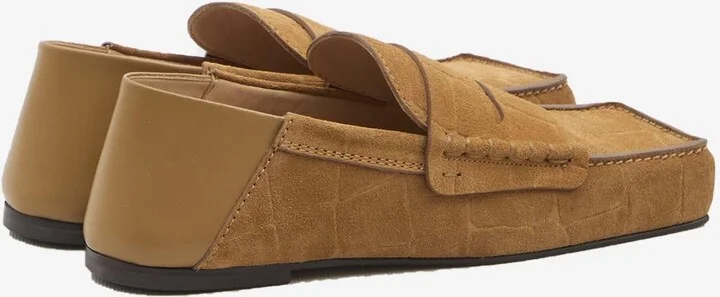 Carré Croc-Embossed Suede Loafers - Image 2