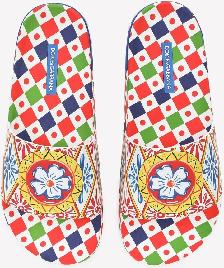 Carretto Print Rubber Beach Slides - Image 2