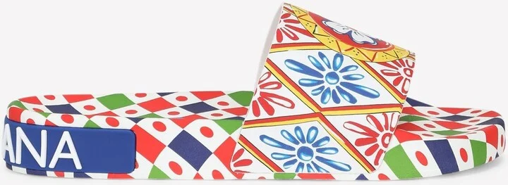 Carretto Print Rubber Beach Slides