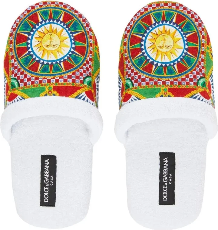Carretto Siciliano-print terry slippers - Image 4