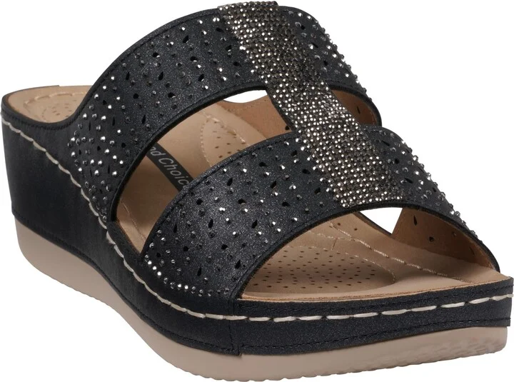 Carrie Rhinestone Wedge Sandal