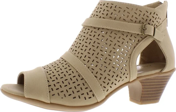 Carrigan Womens Faux Leather Laser Cut Dress Sandals