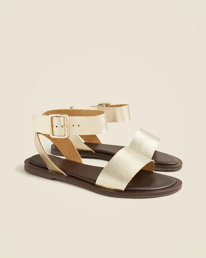 Carsen Made-in-Italy ankle-strap sandals in metallic leather - Image 2