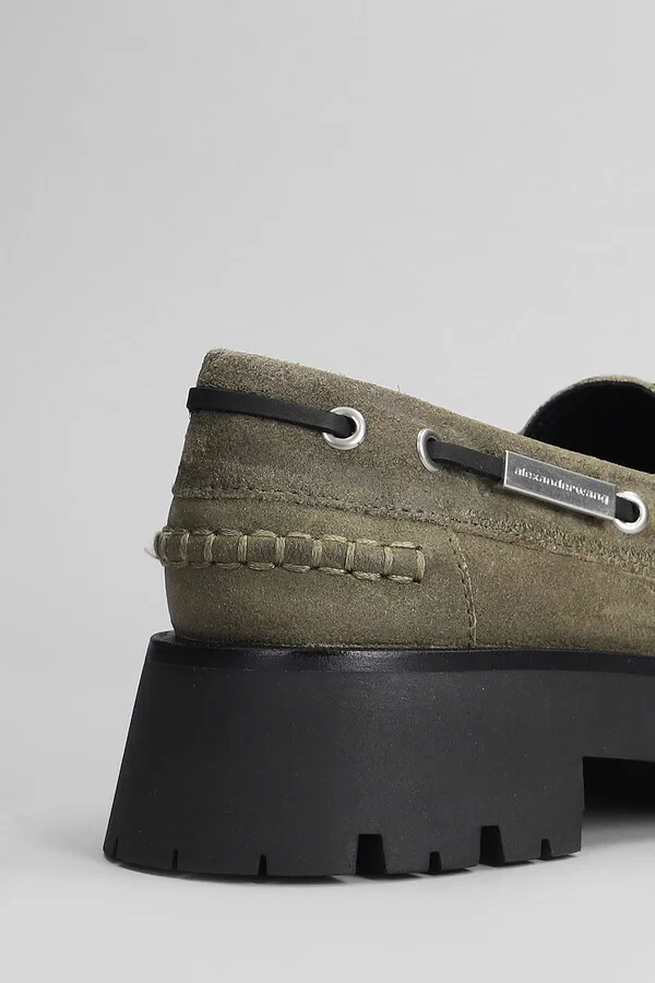 Carson Boat Loafers In Green Suede - Image 5