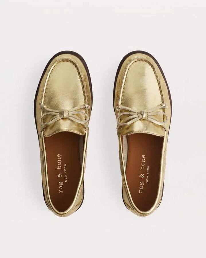 Carter Metallic Leather Boat Shoes - Image 4