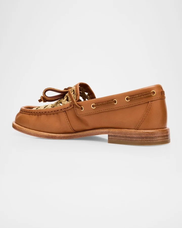 Carter Woven Leather Boat Loafers - Image 2