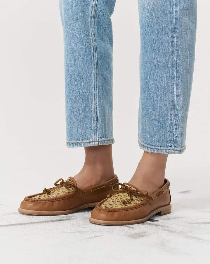 Carter Woven Trimmed Leather Boat Shoes - Image 2