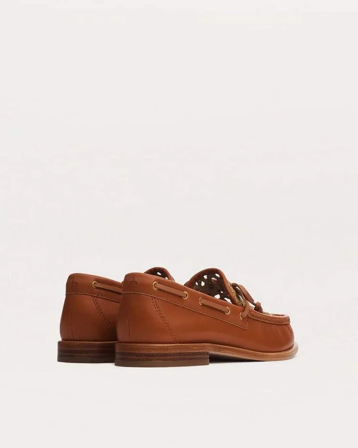 Carter Woven Trimmed Leather Boat Shoes - Image 3